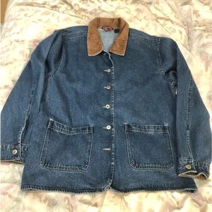 𝅺VTG Agapo 100% Cotton Brown Corduroy Silver Button Barn Chore Jean Jacket L